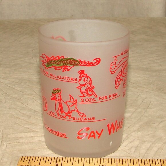 Sea Wonders Alive, Crescent City CA 'Say When' SHOT GLASS, 1940-50s Hazel Atlas - Picture 3 of 8